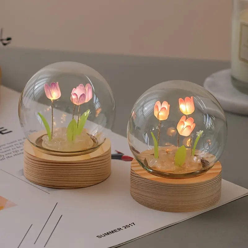 1pc Handmade Tulip Night Lights For Room And Bedroom Decoration Small Desk Ornaments And Atmosphere Lights - Perfect valentine's Day Or Birthday Gift (Battery Not Included)