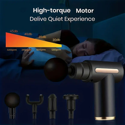 Compact High-Torque Massage Gun for Deep Tissue Relief - USB Rechargeable, Sleek Black & Golden Design with Ergonomic Grip, Powerful Motor for Back & Neck Relaxation, Rechargeable Massager