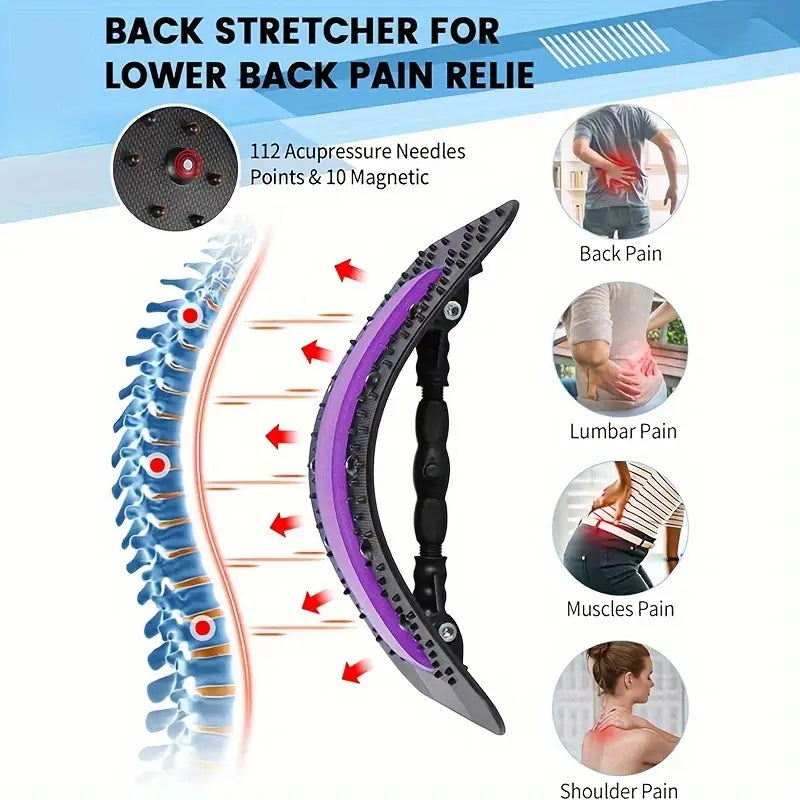 Adjustable Lumbar Spine Relief Back Stretcher - Non-Electric, Durable PP Material for Home Fitness & Relaxation