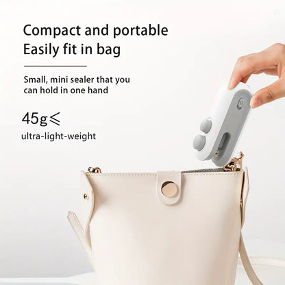 2-in-1 Rechargeable Mini Snack Bag Sealer, USB Powered Heat Seal & Cut, 16W Lithium Battery, 300mAh, Plastic, Compact Food Storage, Long-Lasting Freshness