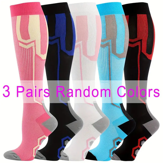 3 pain random color nurse yard compression socks