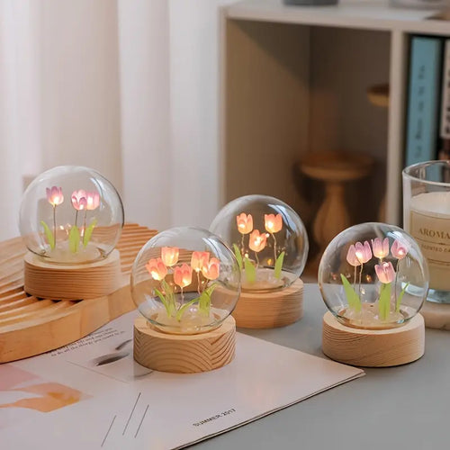 1pc Handmade Tulip Night Lights For Room And Bedroom Decoration Small Desk Ornaments And Atmosphere Lights - Perfect valentine's Day Or Birthday Gift (Battery Not Included)