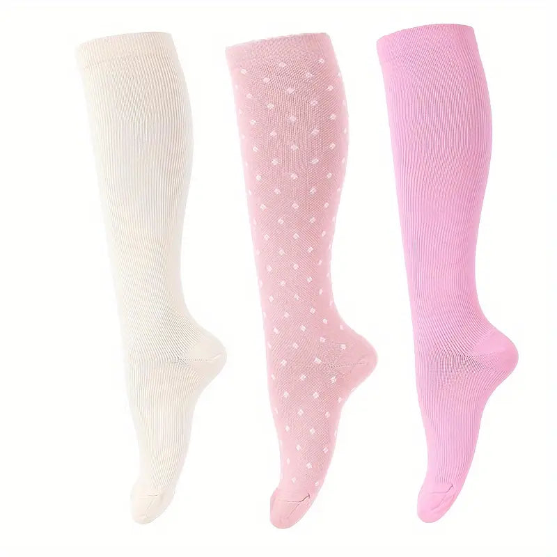 3 Pairs Copper Wellow Compression Socks Women Men Knee High