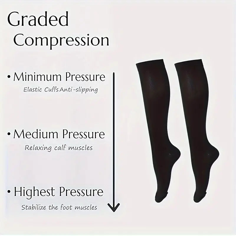 3 Pairs Copper Wellow Compression Socks Women Men Knee High