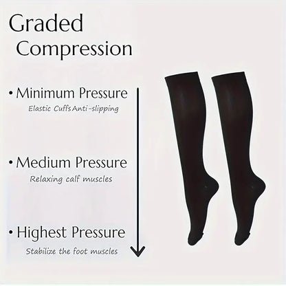 3 Pairs Copper Wellow Compression Socks Women Men Knee High