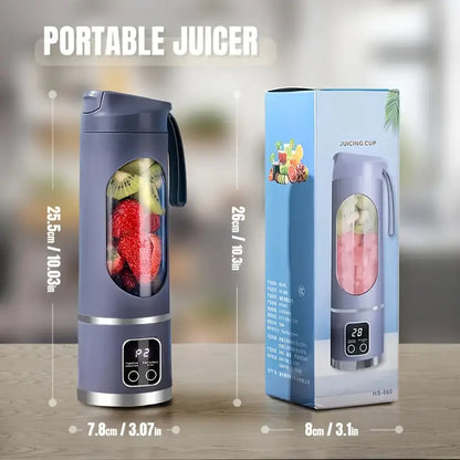 Portable 450ml USB-Rechargeable Blender & Juicer - Compact Fresh Fruit Smoothie Maker with Instant Nutrition, Ideal for Cold Drinks, Camping & Dining