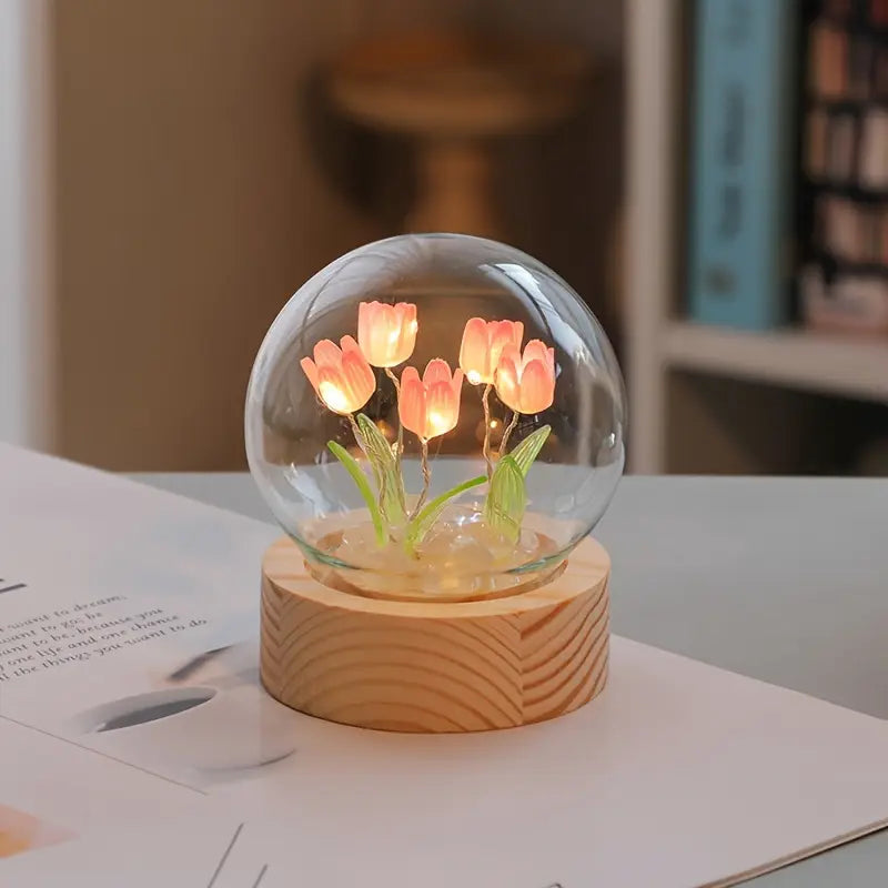 1pc Handmade Tulip Night Lights For Room And Bedroom Decoration Small Desk Ornaments And Atmosphere Lights - Perfect valentine's Day Or Birthday Gift (Battery Not Included)