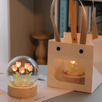 1pc Handmade Tulip Night Lights For Room And Bedroom Decoration Small Desk Ornaments And Atmosphere Lights - Perfect valentine's Day Or Birthday Gift (Battery Not Included)