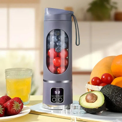 Portable 450ml USB-Rechargeable Blender & Juicer - Compact Fresh Fruit Smoothie Maker with Instant Nutrition, Ideal for Cold Drinks, Camping & Dining