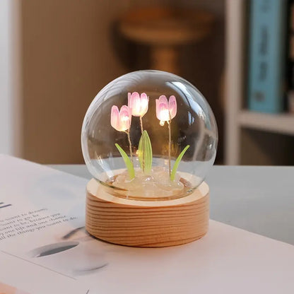 1pc Handmade Tulip Night Lights For Room And Bedroom Decoration Small Desk Ornaments And Atmosphere Lights - Perfect valentine's Day Or Birthday Gift (Battery Not Included)