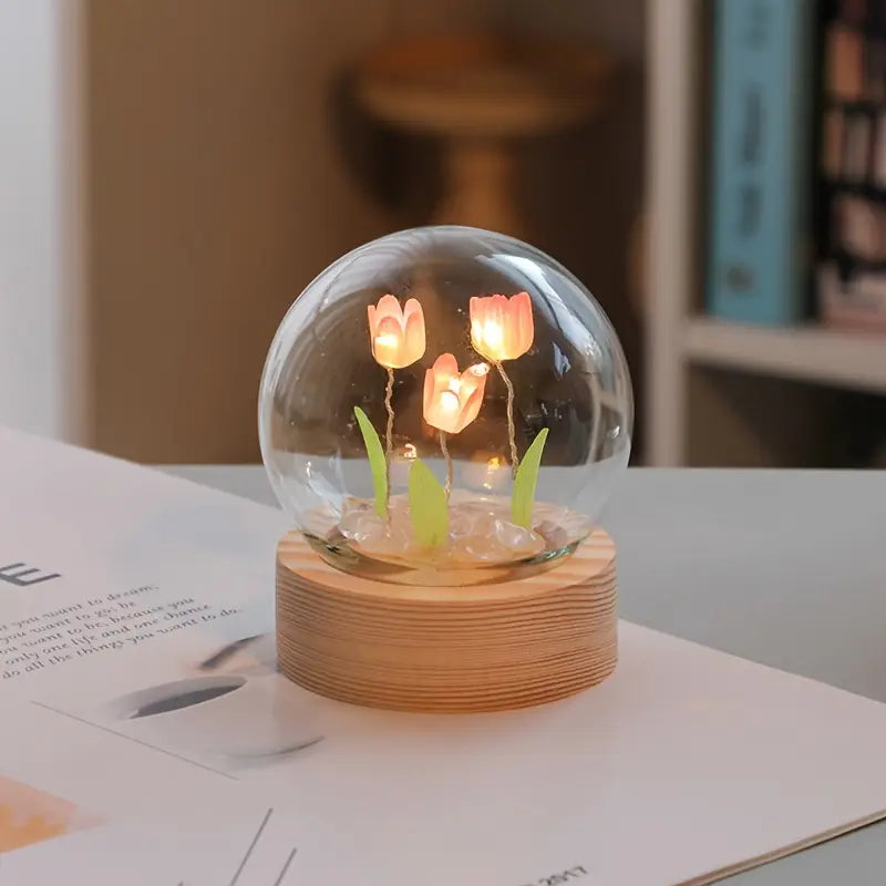 1pc Handmade Tulip Night Lights For Room And Bedroom Decoration Small Desk Ornaments And Atmosphere Lights - Perfect valentine's Day Or Birthday Gift (Battery Not Included)