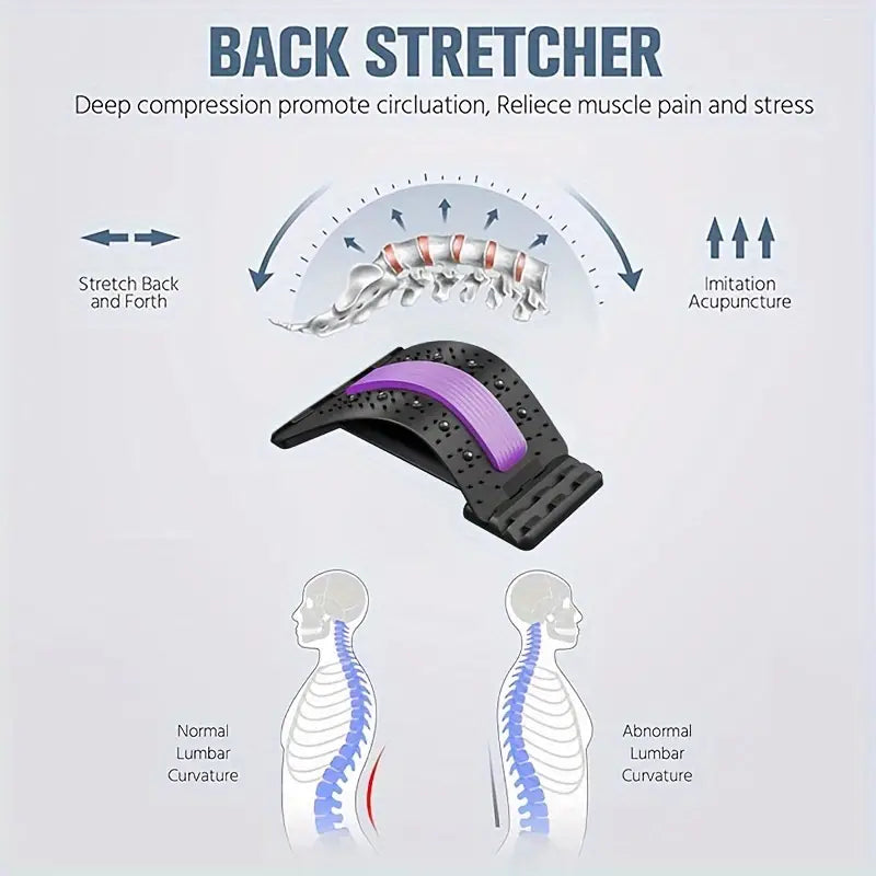 Adjustable Lumbar Spine Relief Back Stretcher - Non-Electric, Durable PP Material for Home Fitness & Relaxation